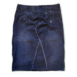 Y2k sailor inspired midi skirt w/ button accents tie back detail size 0/ W28"